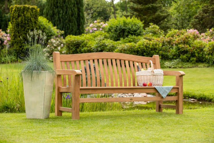 Teak Gartenbank 3-Sitzer Parkbank Massivholz wetterfest premium
