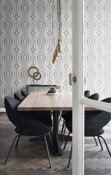 Origin Wallcoverings Tapete grafische Linien Schwarz und Weiß - 53 cm x 10.05 m - 347230