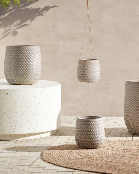 Blumenkübel LIVADIA Stein 20 cm Taupe