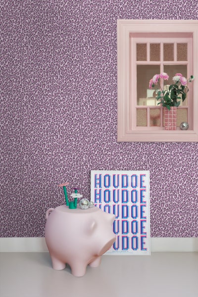 ESTAhome Tapete Leopardenmuster Violett - 50 x 900 cm - 131403
