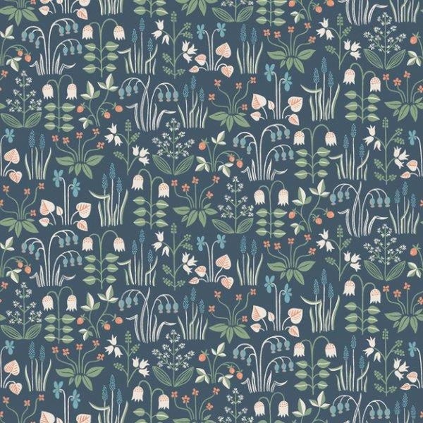 Borastapeter Tapete Blumen Graublau - 53 cm x 10.05 m - 660420