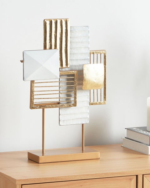 Dekorative Skulptur mit geometrischen Formen aus Metall und Keramik