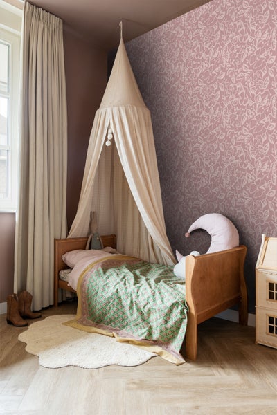 ESTAhome Tapete Blätter und Blumen Altrosa - 50 x 900 cm - 131377