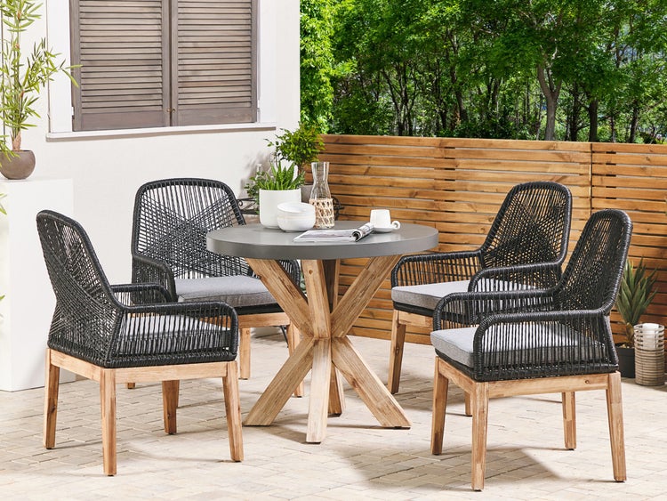 Gartenmöbel Set 4-Sitzer OLBIA inkl. Kissen Beton Schwarz