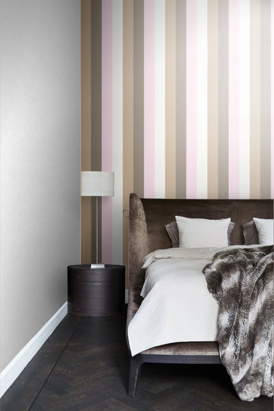 Origin Wallcoverings Tapete Streifen Rosa und Braun - 53 cm x 10.05 m - 346516