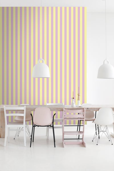 ESTAhome Tapete Streifen Pastellgelb und Violett - 53 cm x 10.05 m - 139912