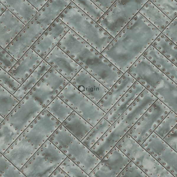 Origin Wallcoverings Tapete Metallplatten Hellgrau - 53 cm x 10.05 m - 337242