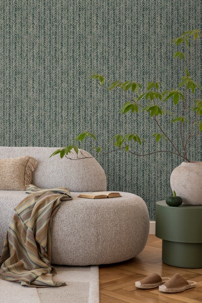 Sanders und Sanders Tapete Zickzack-Motiv Dunkelgrün - 53 cm x 10 m - 640505