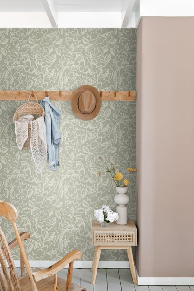 ESTAhome Tapete Blätter und Blumen Mintgrün - 50 x 900 cm - 131372