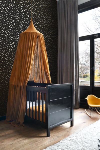 ESTAhome Tapete Terrazzo-Motiv Schwarz und Gold - 53 cm x 10.05 m - 139134