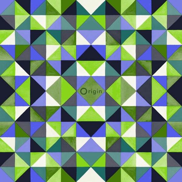 Origin Wallcoverings Tapete kubistisches Muster Grün - 53 cm x 10.05 m - 346914
