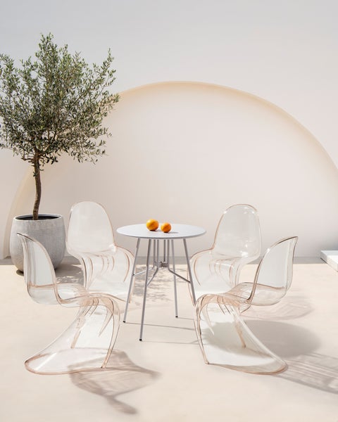 Gartenstuhl 4er Set VASIA Kunststoff Orange