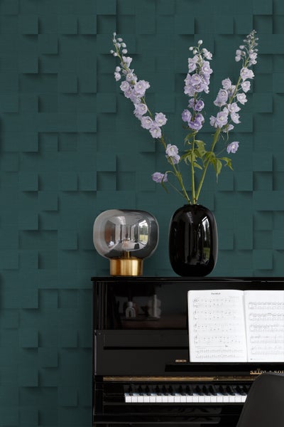 Origin Wallcoverings Tapete 3D-Würfel Petrolblau - 50 x 900 cm - 347901