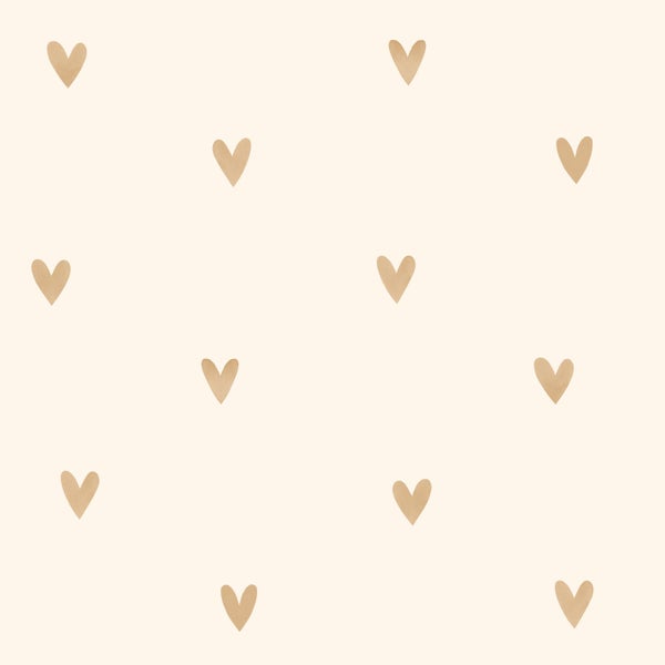 Sanders und Sanders Tapete Herzchen Beige und Gold - 0,53 x 10,05 m - 935268