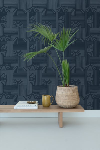 ESTAhome Tapete 3D-Muster Dunkelblau - 53 cm x 10.05 m - 139939