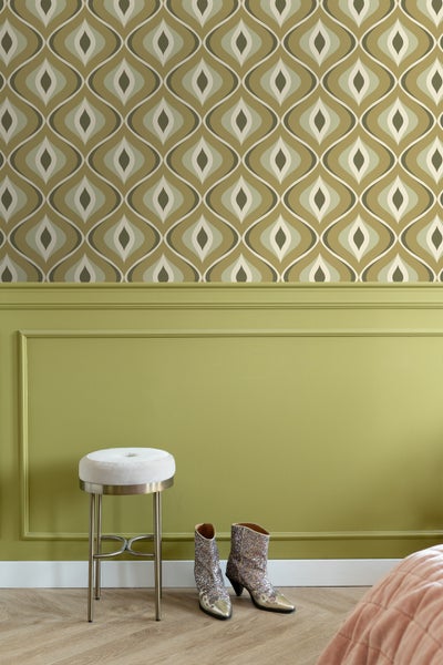 ESTAhome Tapete Retro-Ornamente Graugrün - 50 x 900 cm - 130987