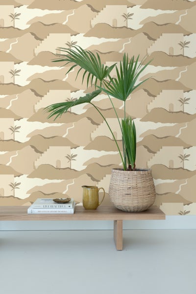 ESTAhome Tapete Mediterrane Häuser Beige - 50 x 900 cm - 139624