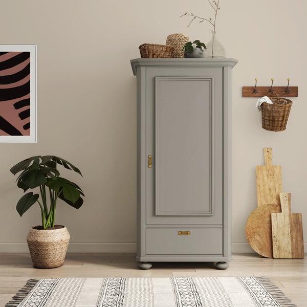 MissPompadour seidenmatte Holzfarbe - Grau mit Braun - 2,5 L, Möbelfarbe ohne Schleifen - Farbe für Holz, Metall, Kunststoff - Holzlack, Möbellack schnelltrocknend mit hoher Deckkraft
