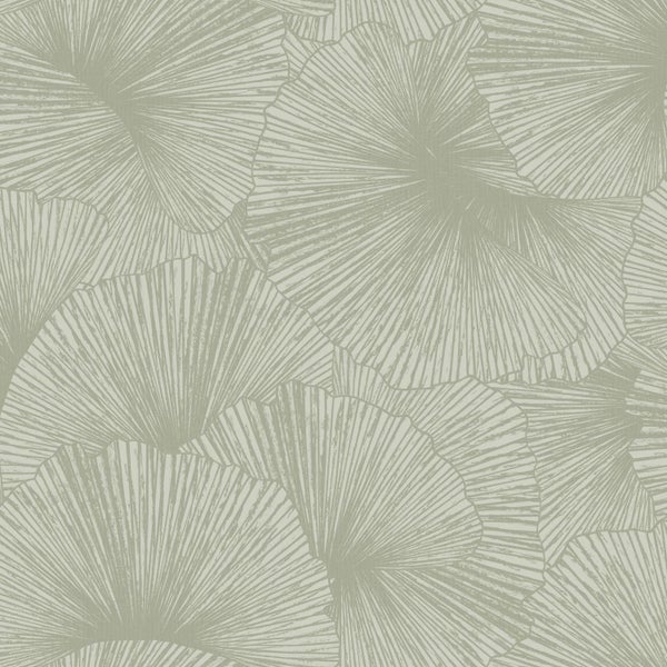 Origin Wallcoverings Tapete 3D Muster Blätter Graugrün - 53 cm x 10.05 m - 348008
