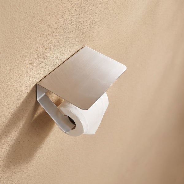 Toilettenpapierhalter aus Metall mit Ablage zur Wandmontage mit einer Rolle Toilettenpapier
