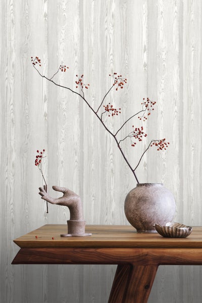 ESTAhome Tapete Holzoptik Weiß, Grau und Beige - 53 cm x 10.05 m - 148624
