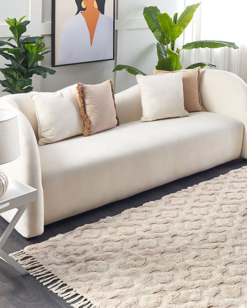 Teppich AKSARAY Beige 160 x 230 cm Baumwolle