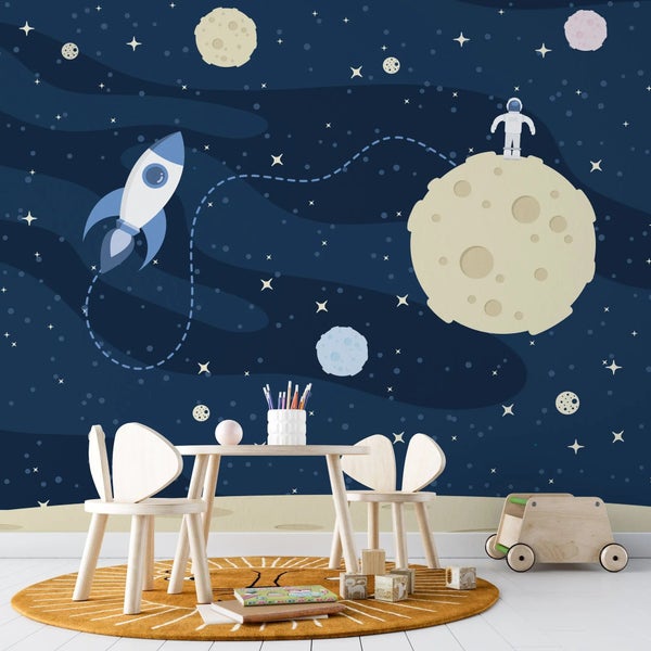 Kindertapete Weltall mit Astronaut 450 x 280 cm