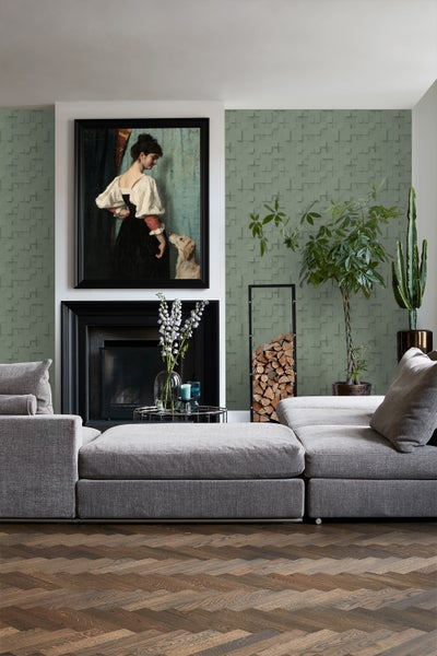 Origin Wallcoverings Tapete 3D-Würfel Graugrün - 50 x 900 cm - 347898