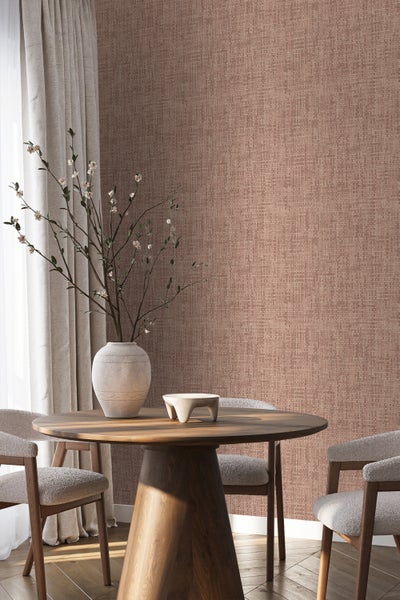 Origin Wallcoverings Tapete Leinen-Optik Terrakottarosa - 50 x 900 cm - 348054