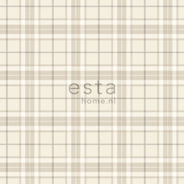 ESTAhome Tapete Karomuster Beige - 53 cm x 10.05 m - 137722