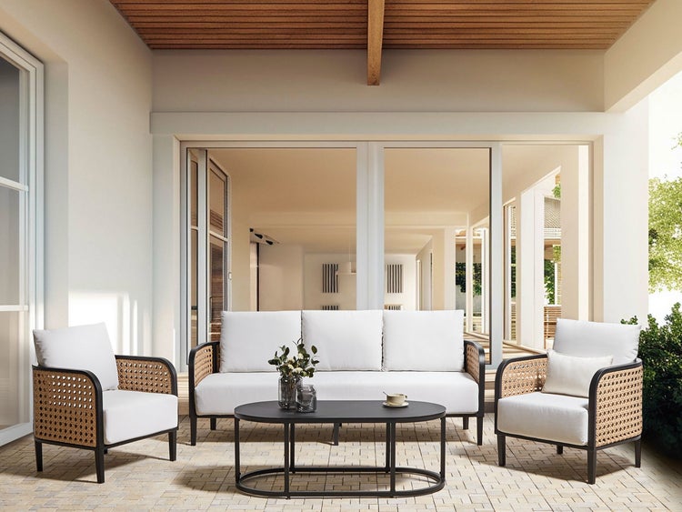 Lounge Set mit Tisch 5-Sitzer MONTEFALCO Metall Weiß