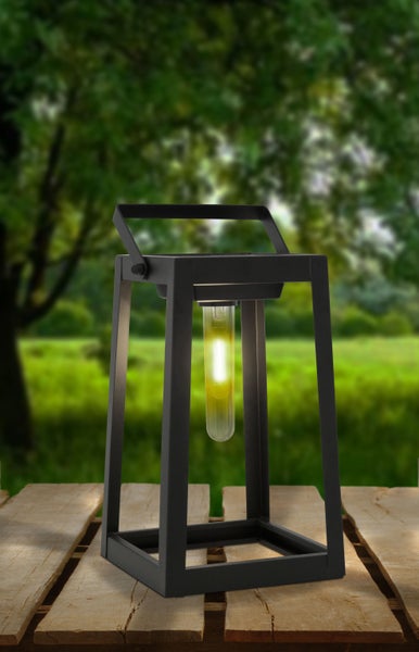 LED-Deko-Solarleuchte , für Außen, Deko - Metall und Kunststoff in Schwarz, mit integrierter LED