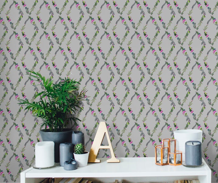 Walls4You Tapete tropische Pflanzen Grau und Grün - 53 cm x 10 m - 640107