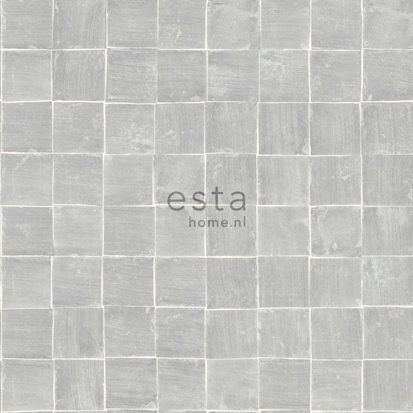 ESTAhome Tapete Fliesenmuster Grau - 53 cm x 10.05 m - 148317