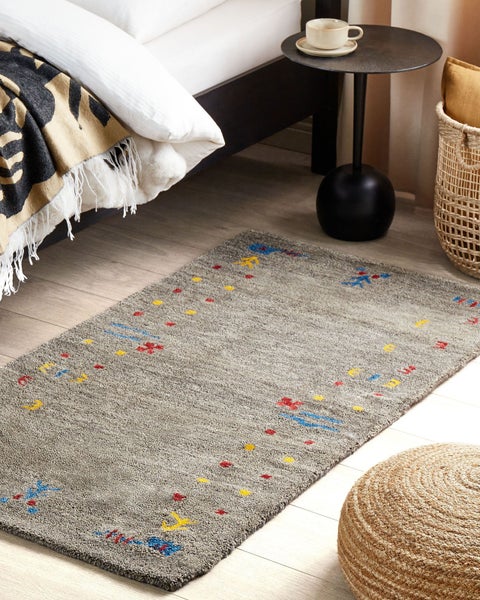 Teppich SEYMEN Grau 80 x 150 cm Wolle Gabbeh