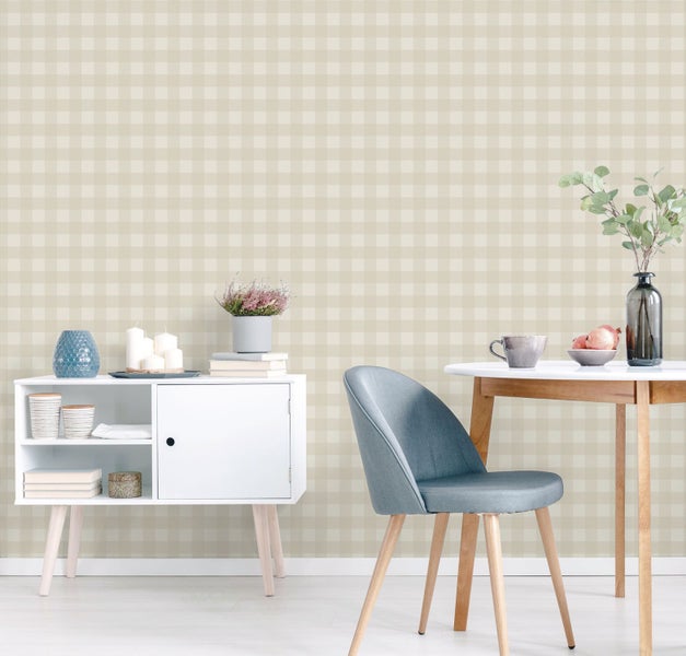 Sanders und Sanders Tapete Karomuster Beige - 53 cm x 10.05 m - 640682