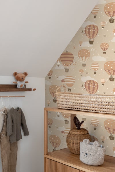 ESTAhome Tapete Luftballons Beige und Terrakotta - 53 cm x 10.05 m - 139801