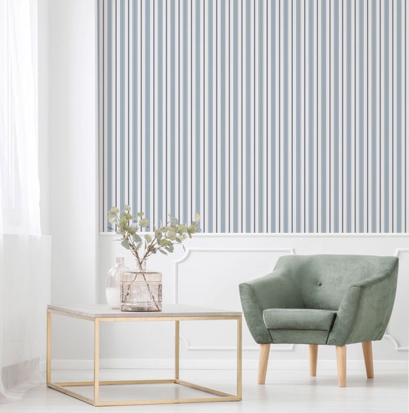 Sanders und Sanders Tapete Streifen Blau und Grau - 53 cm x 10.05 m - 640699
