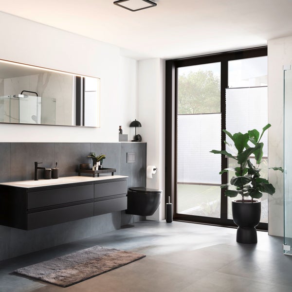 SCHÖNER WOHNEN-Kollektion Wand-WC ANTUS, Mattschwarz, spülrandlose Keramik hänge Toilette, Abgang waagerecht
