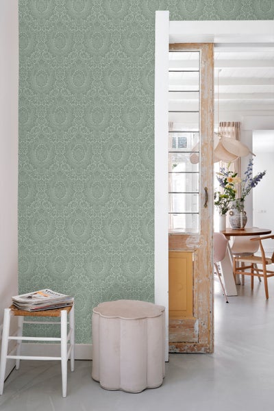 ESTAhome Tapete Ornamente Graugrün - 50 x 900 cm - 139633