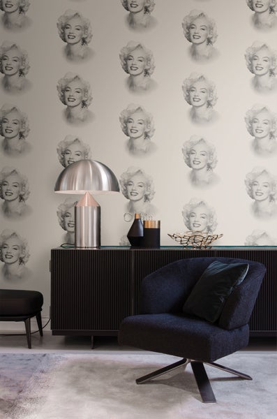 Origin Wallcoverings Tapete Marilyn Monroe Grau und Schwarz - 53 cm x 10.05 m - 326350