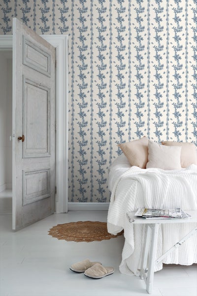 Duro Tapete Blumen Graublau - 53 cm x 10.05 m - 661174
