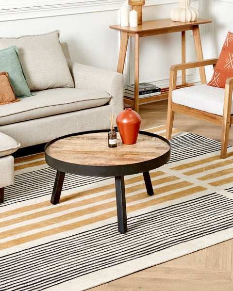 Teppich KATRA Beige 200 x 300 cm Baumwolle