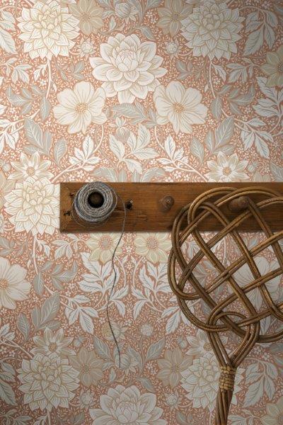 Borastapeter Tapete Blumenmuster im Jugendstil Terrakotta - 53 cm x 10.05 m - 660398