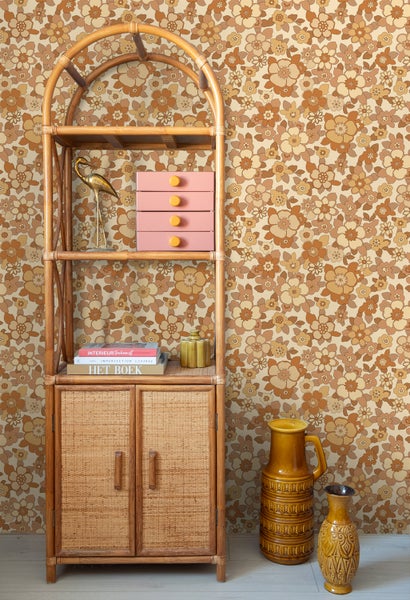 ESTAhome Tapete Retro Blumen Gelb und Orange - 50 x 900 cm - 131531