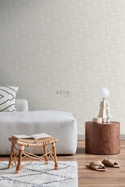 ESTAhome Tapete Fliesenmuster Beige - 53 cm x 10.05 m - 148336
