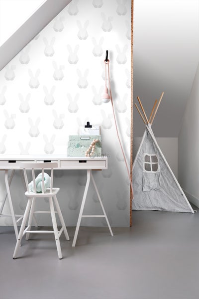 Origin Wallcoverings Tapete Origami Kaninchen Hellgrau - 53 cm x 10.05 m - 347491