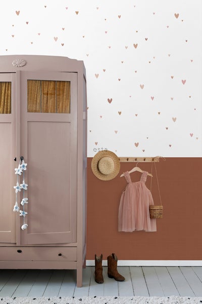 ESTAhome Wandtattoo Herzchen Terrakotta, Rosa und Beige - 33 cm x 47,5 cm - 156117