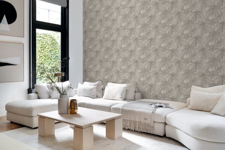 Origin Wallcoverings Tapete 3D Muster Blätter Hellgrau - 50 x 900 cm - 347915