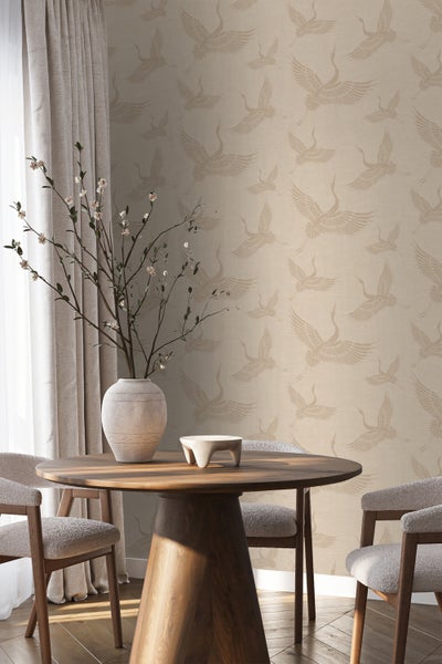 Origin Wallcoverings Tapete Kraniche Beige - 53 cm x 10.05 m - 347826